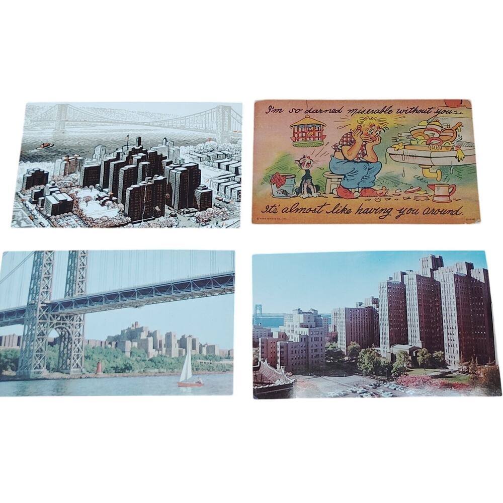 4 Vintage New York Postcards - Columbia-Presbyterian Medical Center & Comical